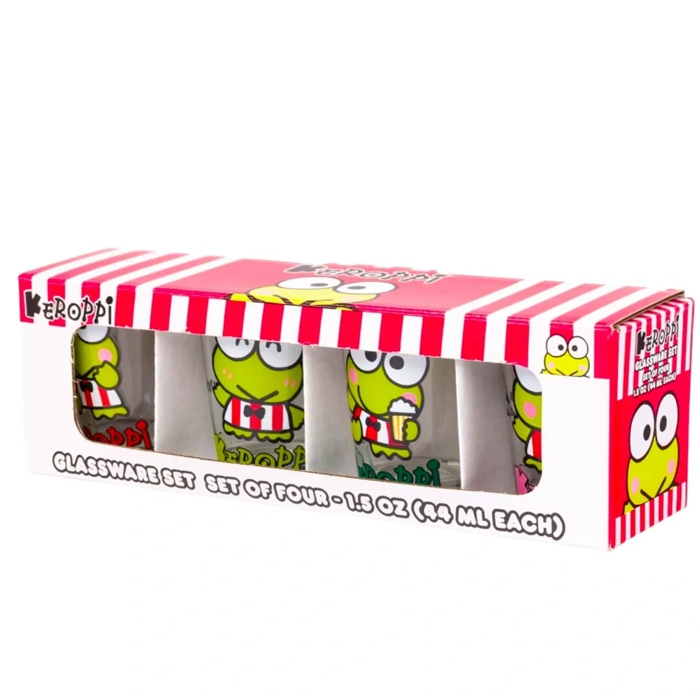 🐸Silver Buffalo Sanrio Hello Kitty & Friends Keroppi 4 shot Glass Set 1.5oz New
